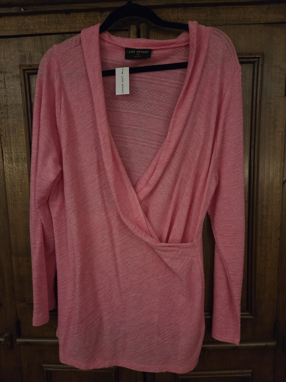 Lane Bryant Pink Wrap-Front Knit Top